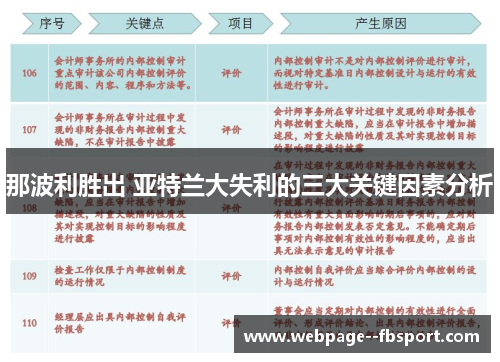 那波利胜出 亚特兰大失利的三大关键因素分析
